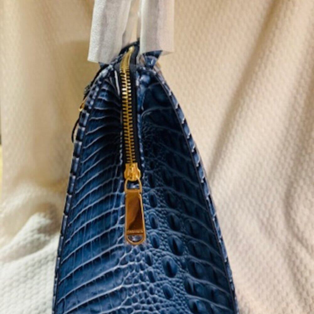 ⚡Brahmin Blue Serenade Caroline Satchel Melbourne Croc Leather NWT - Picture 2 of 9